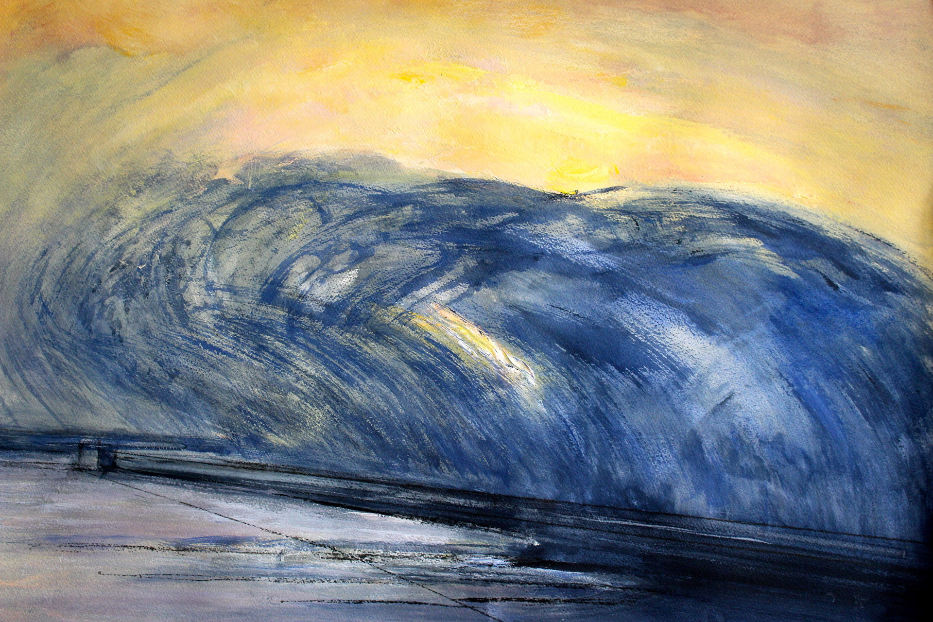 Digue - 2015 - Acrylique sur papier Canson.