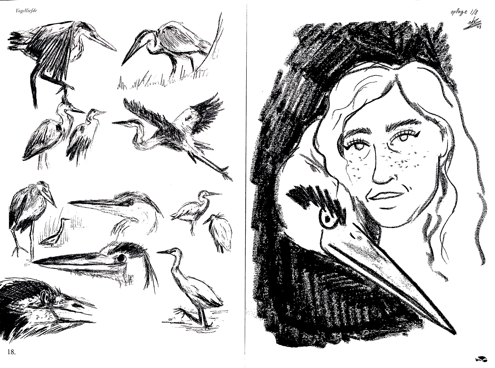 Houtskool illustraties en portret