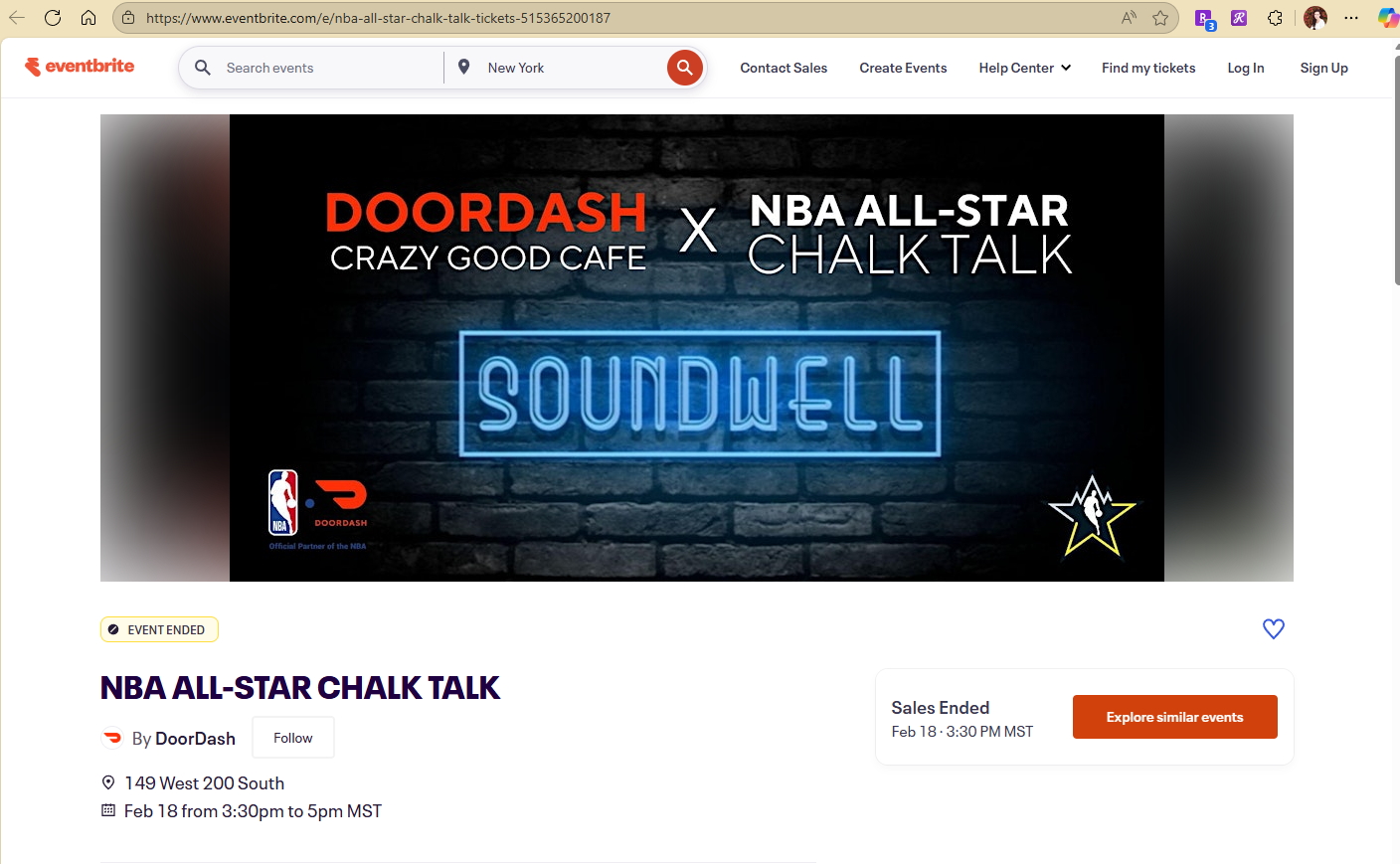 Screencap of our design on the Eventbrite page