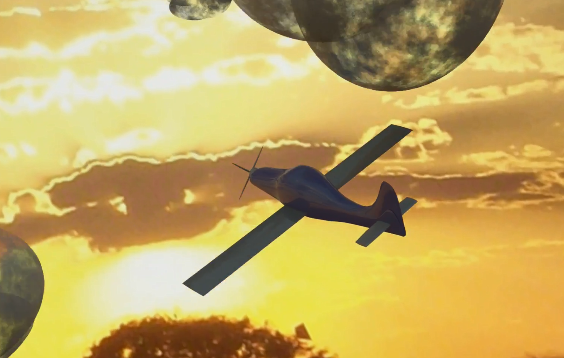 Airplane under the Sunset- Created with Maya