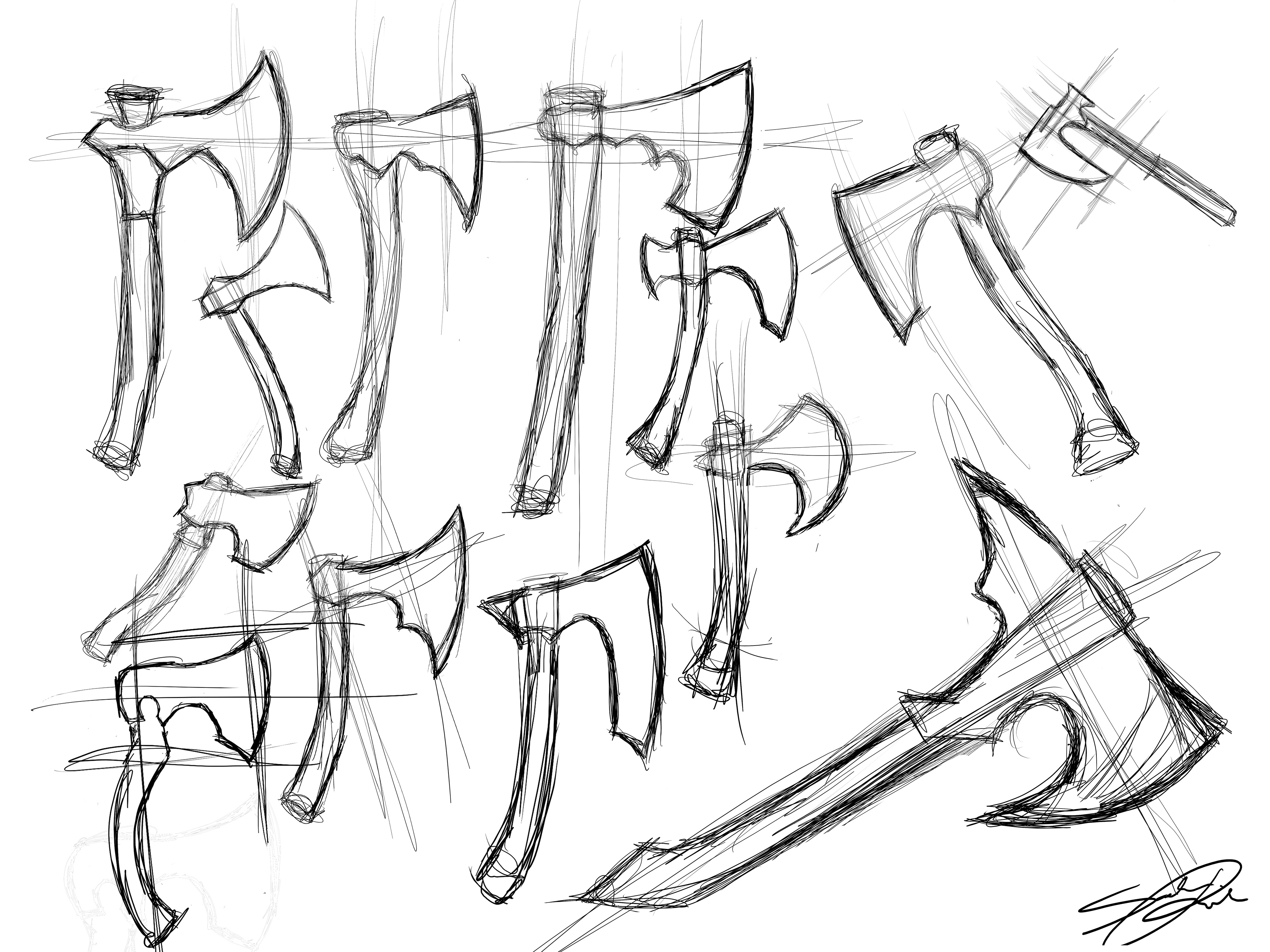 Axe Drawings- Digital Drawings