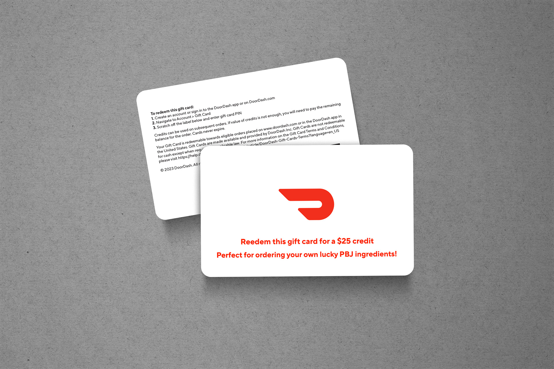 Gift card made in collaboration with the NBA, DoorDash and Faycrest Studios LLC for a Secret event