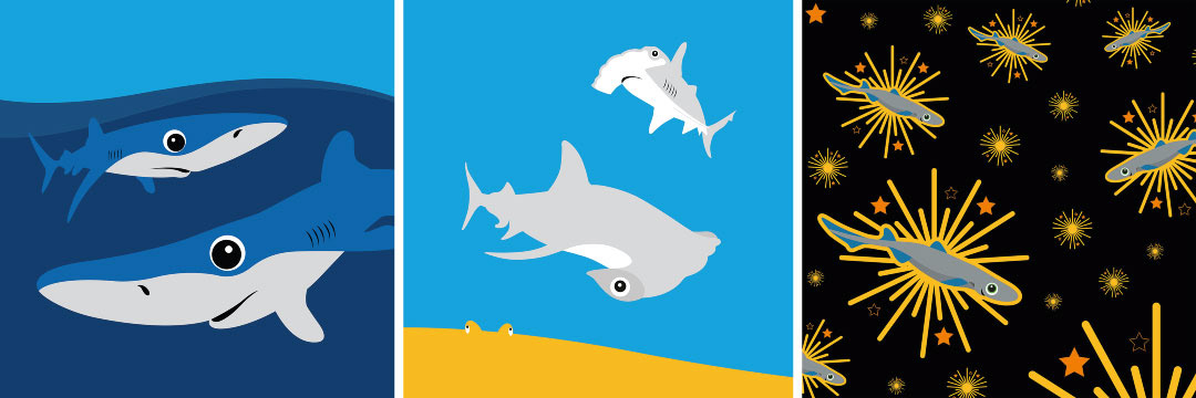 Shark illustrations for Shark Trust Calendar Illustrations 