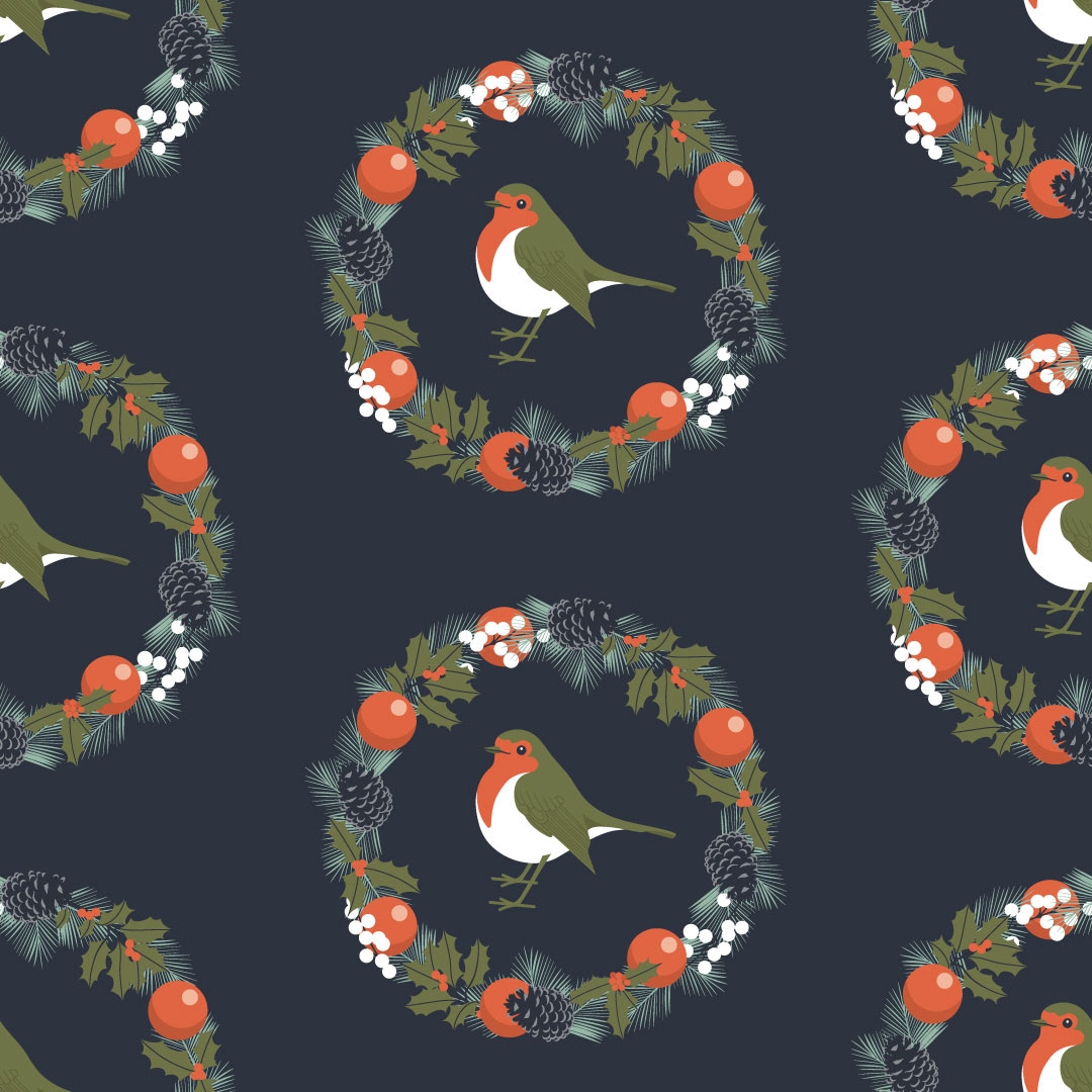 Robin & Christmas Wreath - Pattern