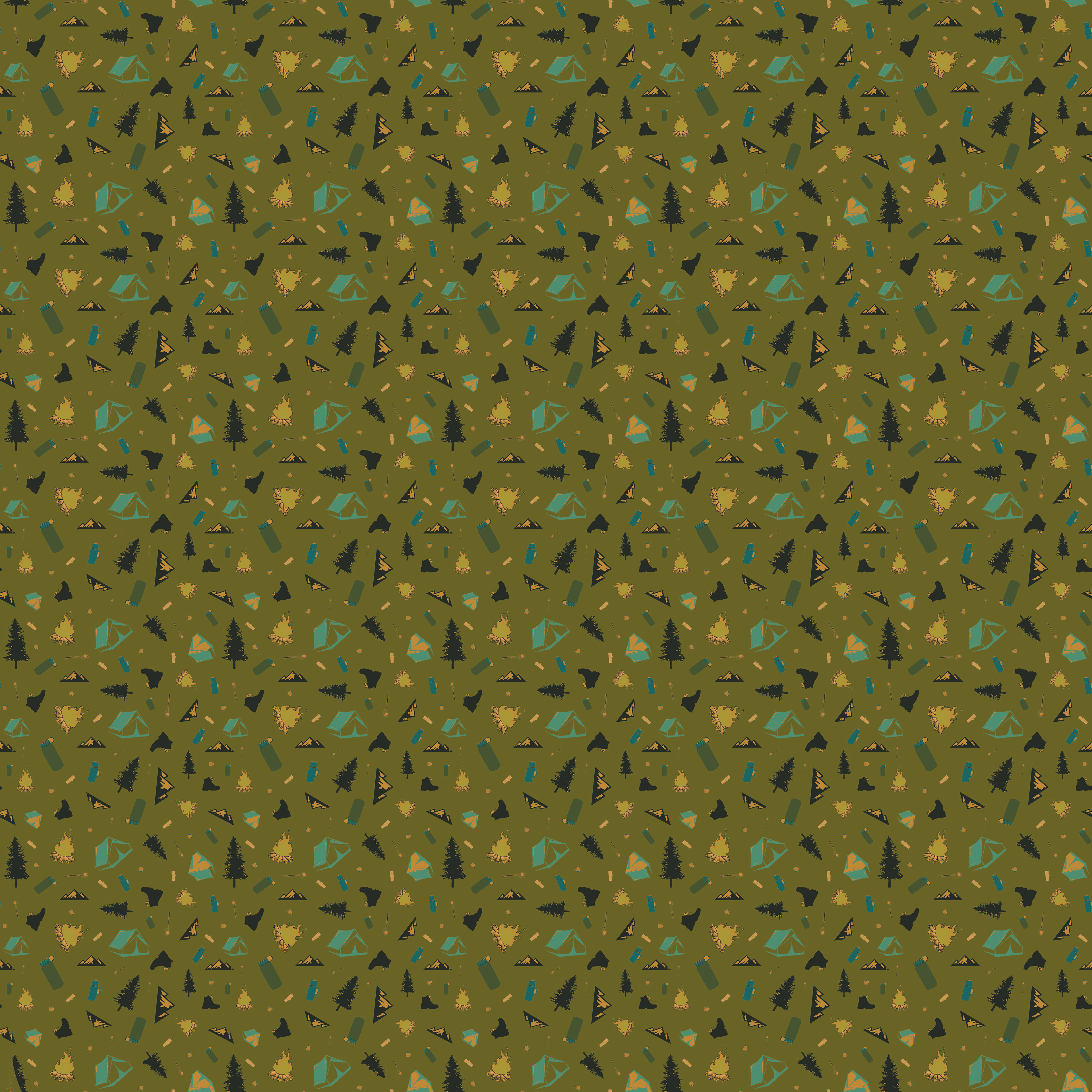 Hiking and camping inspired pattern