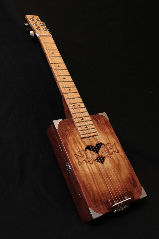 Hand made cigar box guitar, music video prop