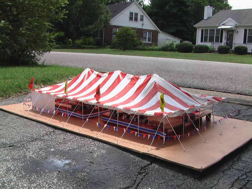 "Fireworks Tent Explosion" YouTube viral video, miniature fireworks tent, pyrotechnic model