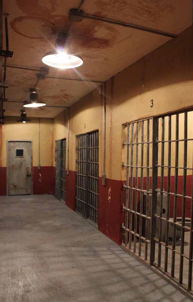 "Orangeman" music video miniature jail hallway filming model.
