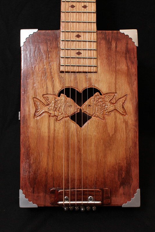 Hand made cigar box guitar, music video prop