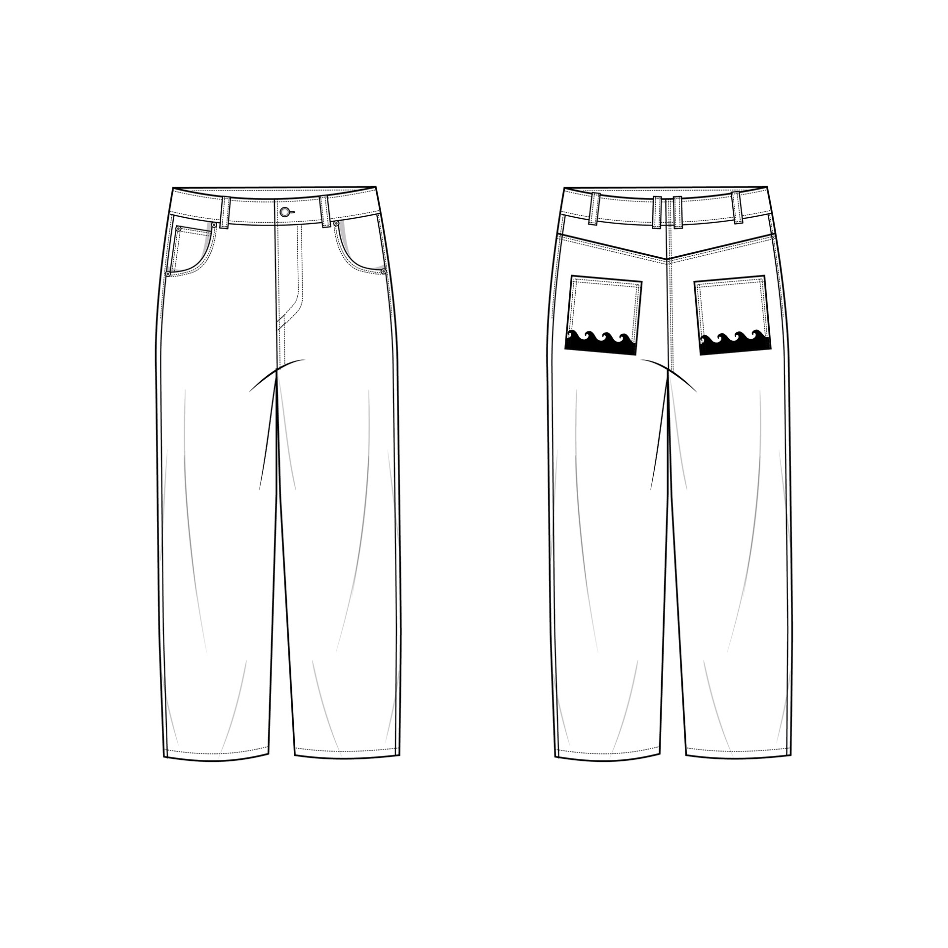 wave pocket denim jeans