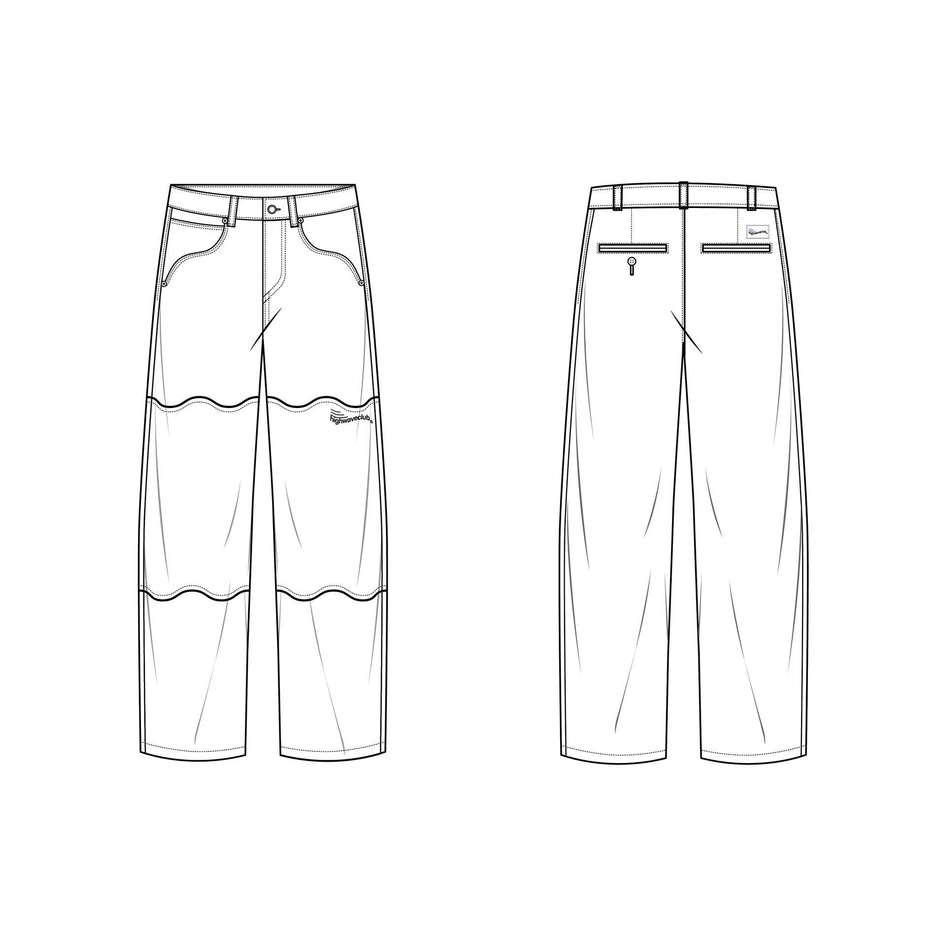 wave double knee pants