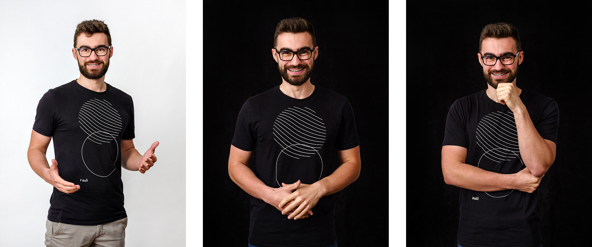 portret biznesowy mężczyzny w firmowym t-shircie w Krakowie