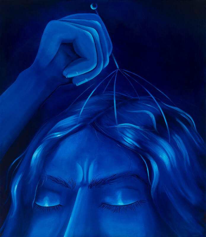 Karolina Jabłońska "Masaż głowy" / 2020, 150 x 130 cm, olej na płótnie