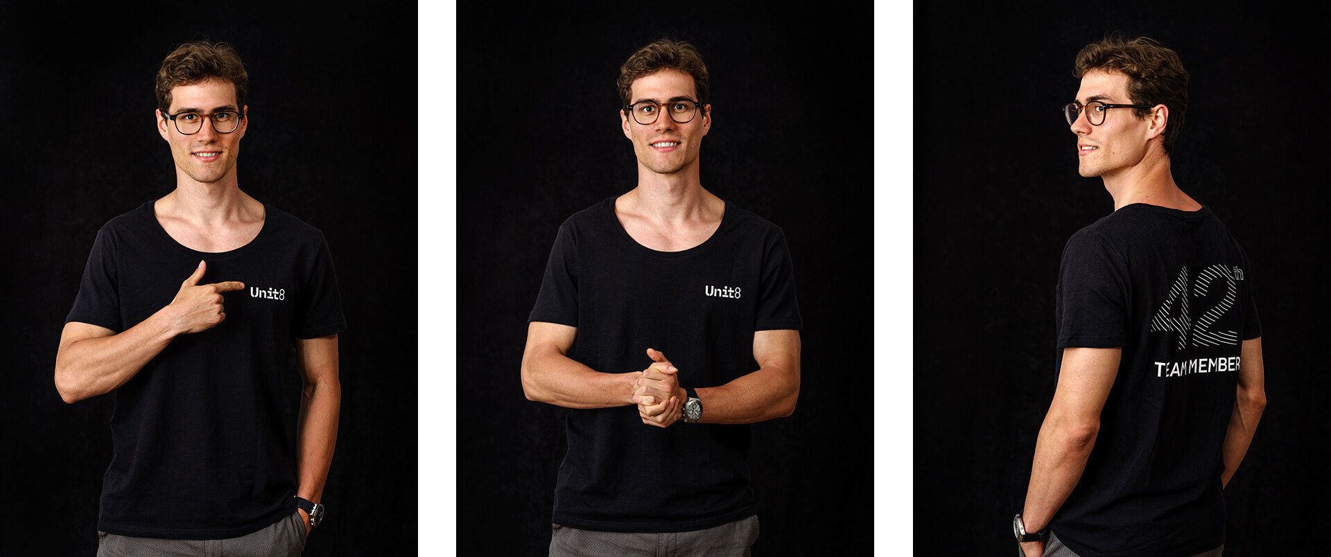 portret biznesowy mężczyzny w firmowym t-shircie