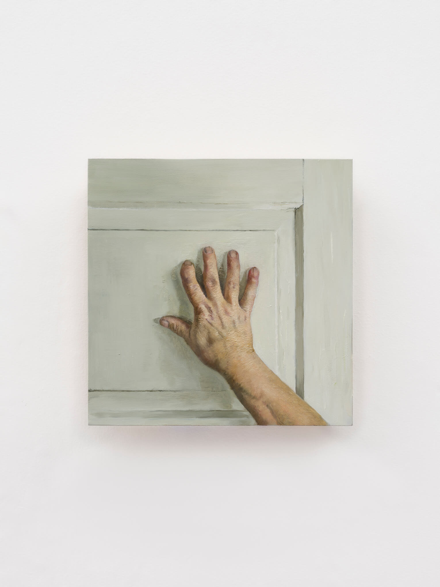Karol Palczak "Dłoń Matki" / 2023, 15,5 x 15,5 cm, olej na płycie aluminiowej