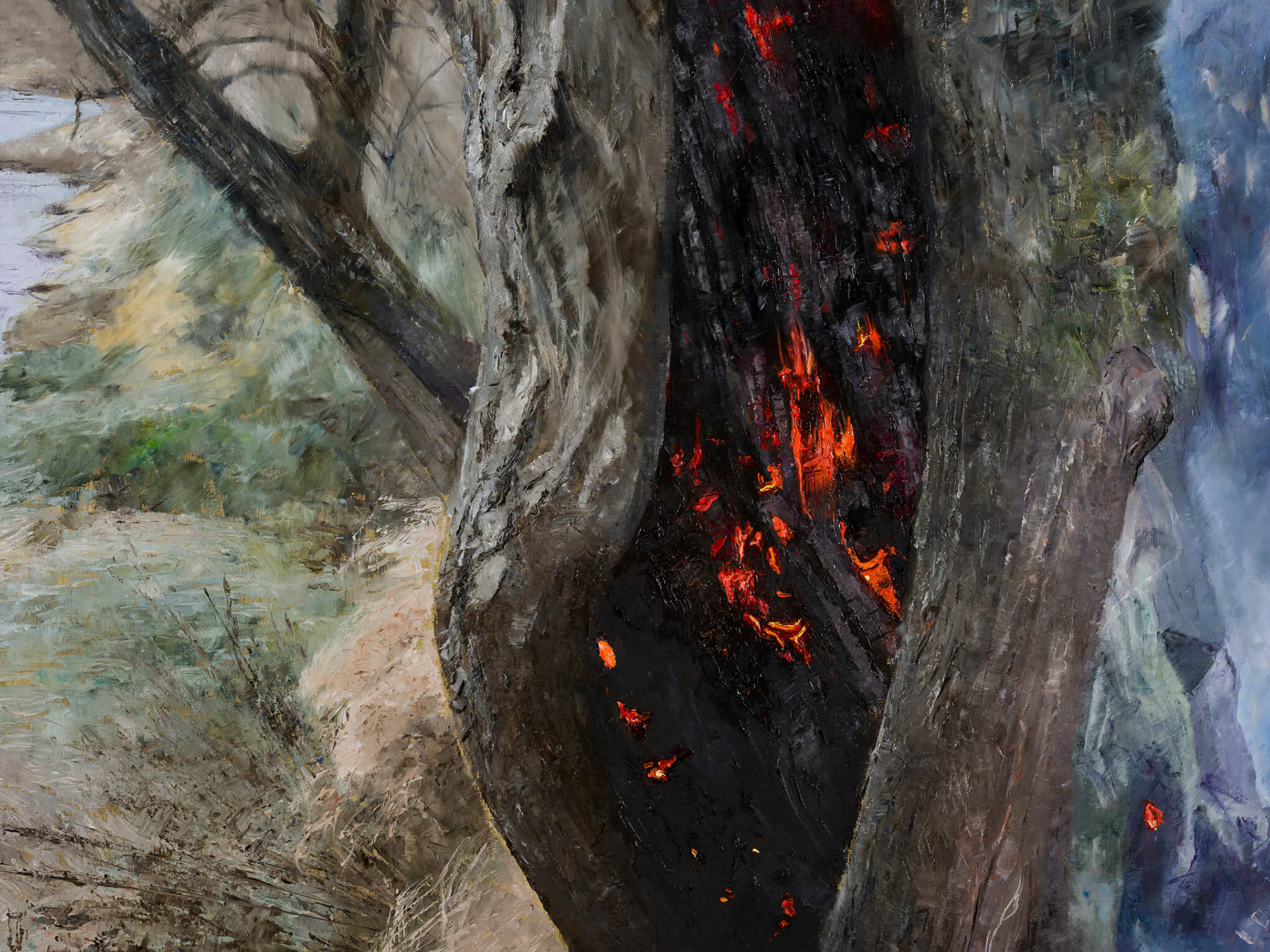 Karol Palczak "Słodka Pani" - detal / 2023, 130 x 200 cm, olej na płótnie