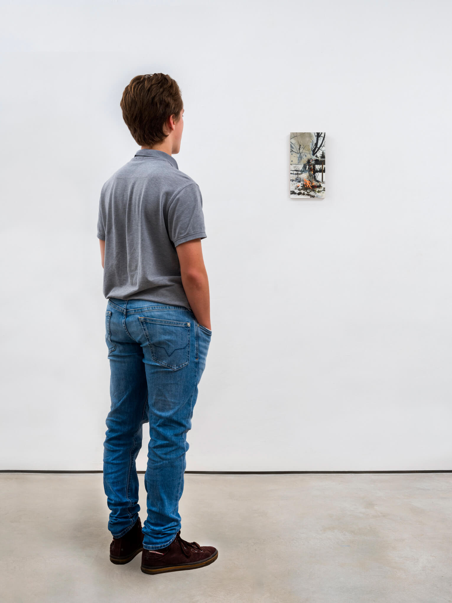 Karol Palczak "Kukła. Autoportret" / 2023, 16,5 x 31 cm, olej na płycie aluminiowej