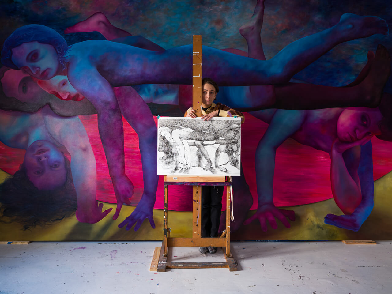 Paulina Stasik "Wyczyn"/ 2021/2022, 250 x 400 cm, olej i akryl na płótnie