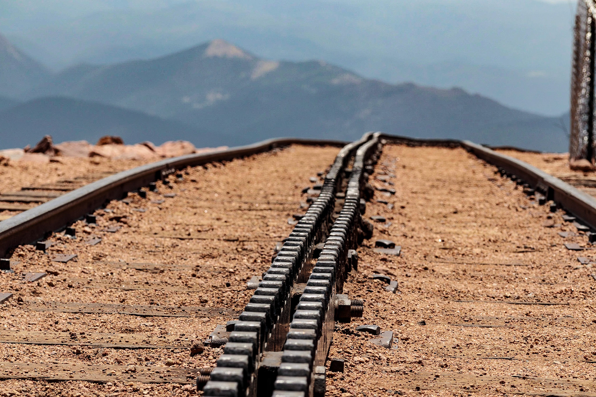 Cog Railway tracks at summit of Pikes Peak - Colorado Springs, Colorado