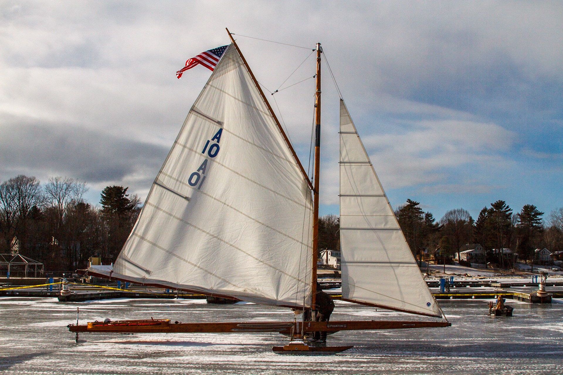 Ice sail boat at Mallets Bay - Colchester. VT