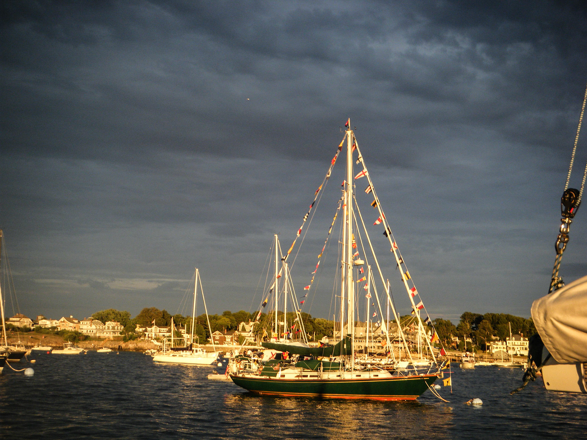 Evening sun before 4th of July fireworks - Marblehead harber, Boston, MA