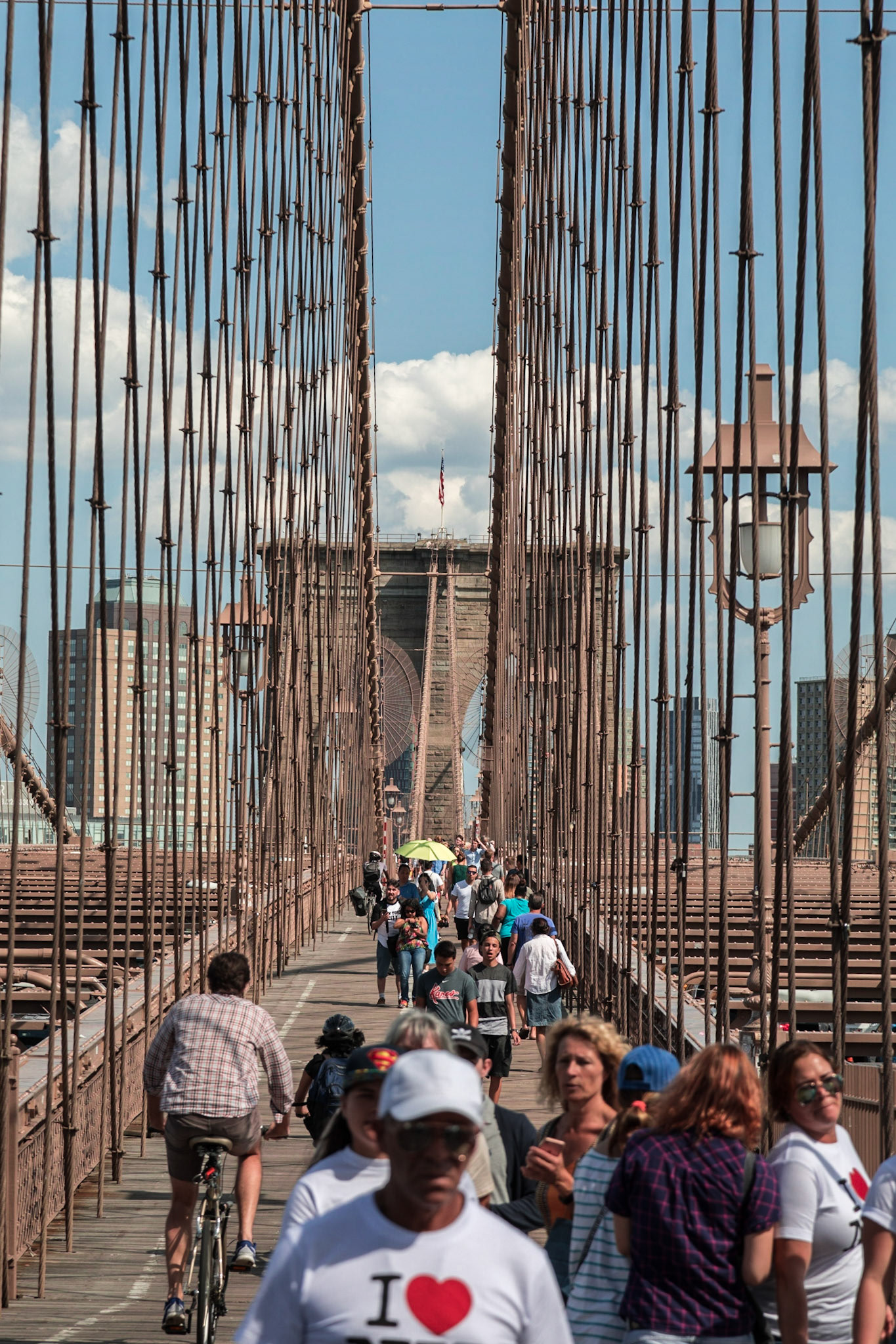 Pedestrian walkway on Brooklyn Bridge - New York, New York City
