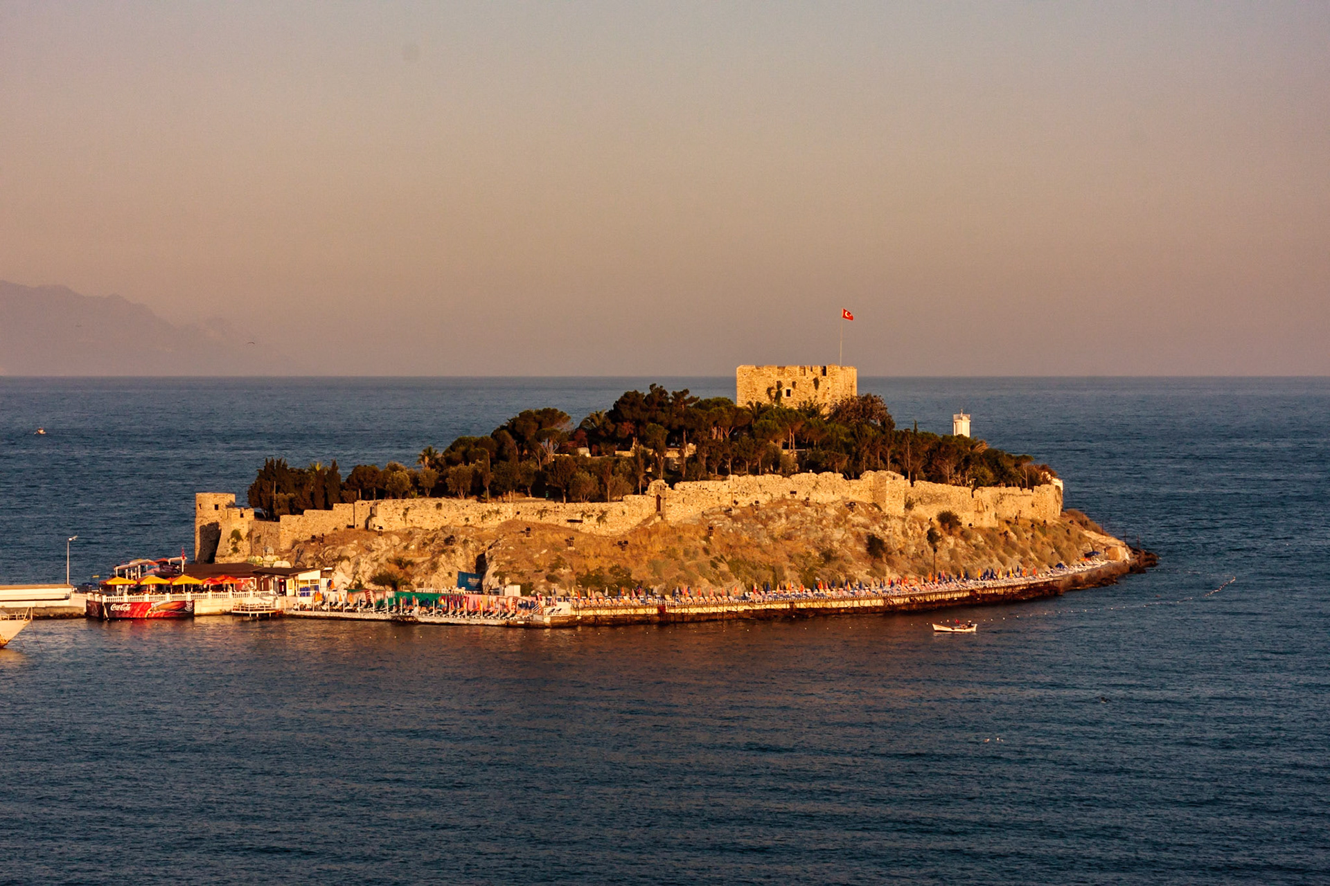 Güvercinada island in harbor of Kusadasi, Turkey