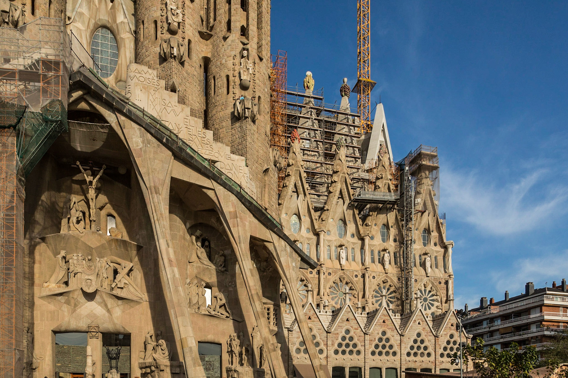 Outside architecture of Sagrada Familia Basilica - Barcelona, Spain