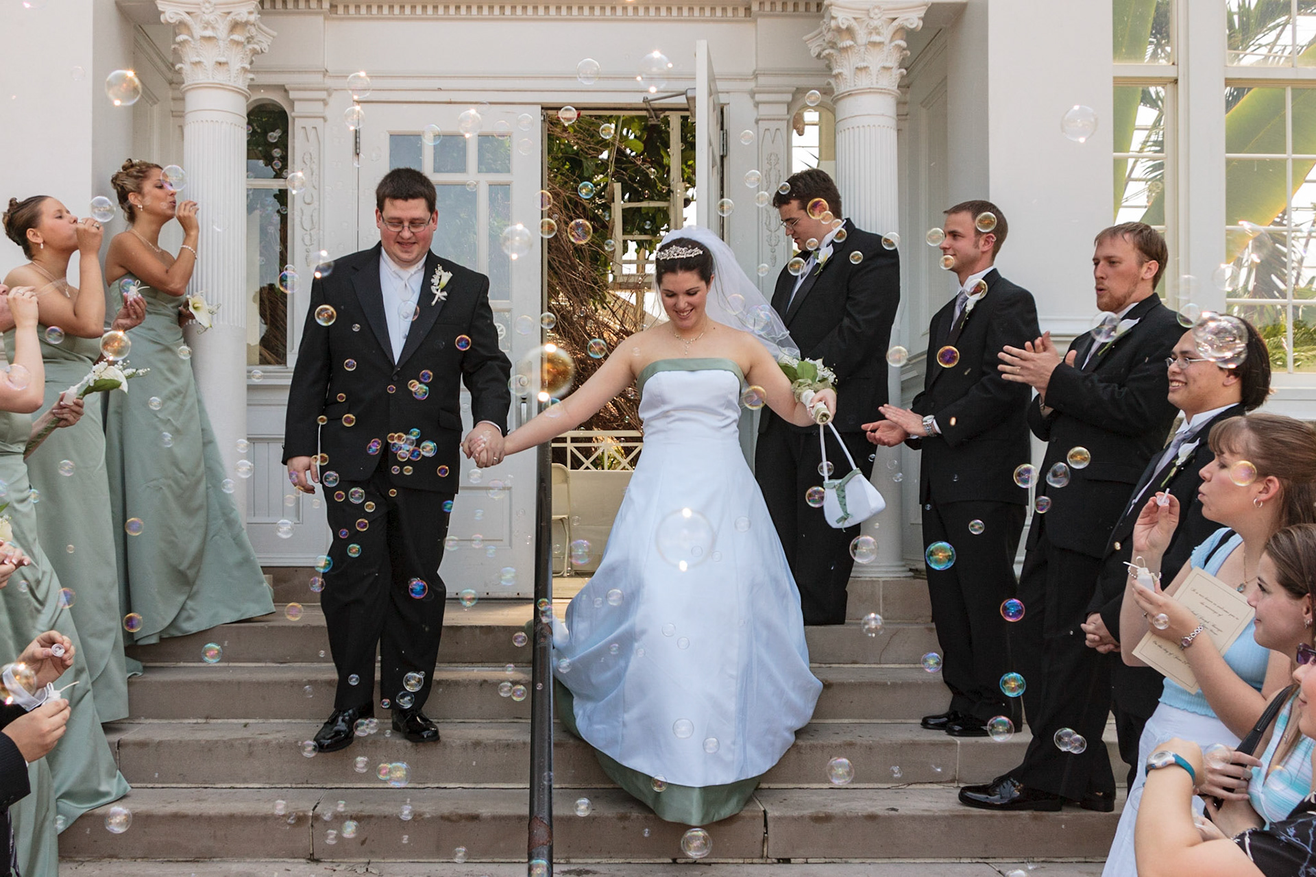 Christina and Mike leaving on wedding day - Franklin Park Conservatory, Columbus, OH