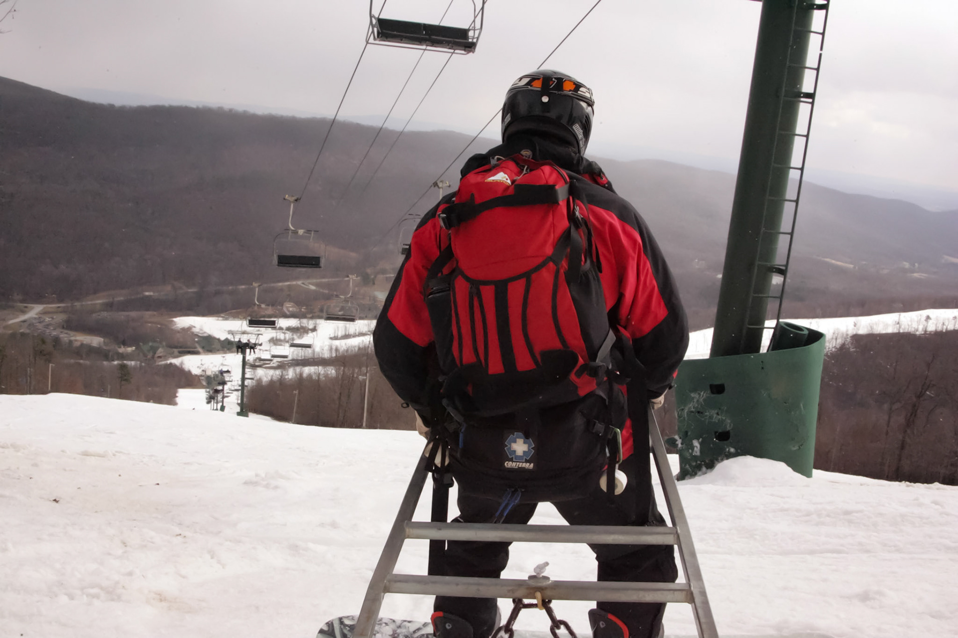 Normally used to transport injured skiers. For whatever reason you are not allowed to take the lift DOWN the mountatin - Whitetail ski resort, Mercersburg, PA