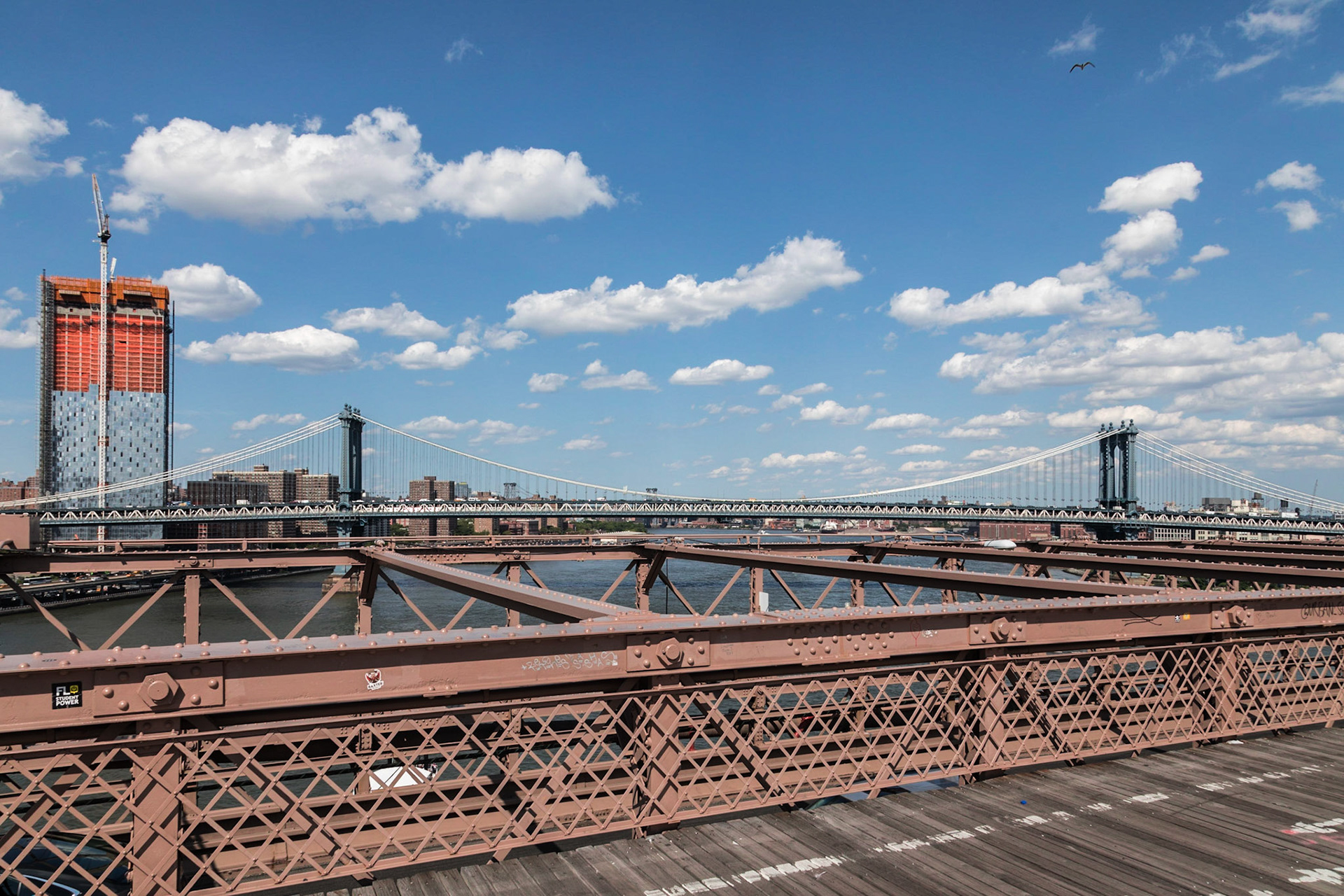 Pedestrian walkway on Brooklyn Bridge - New York, New York City