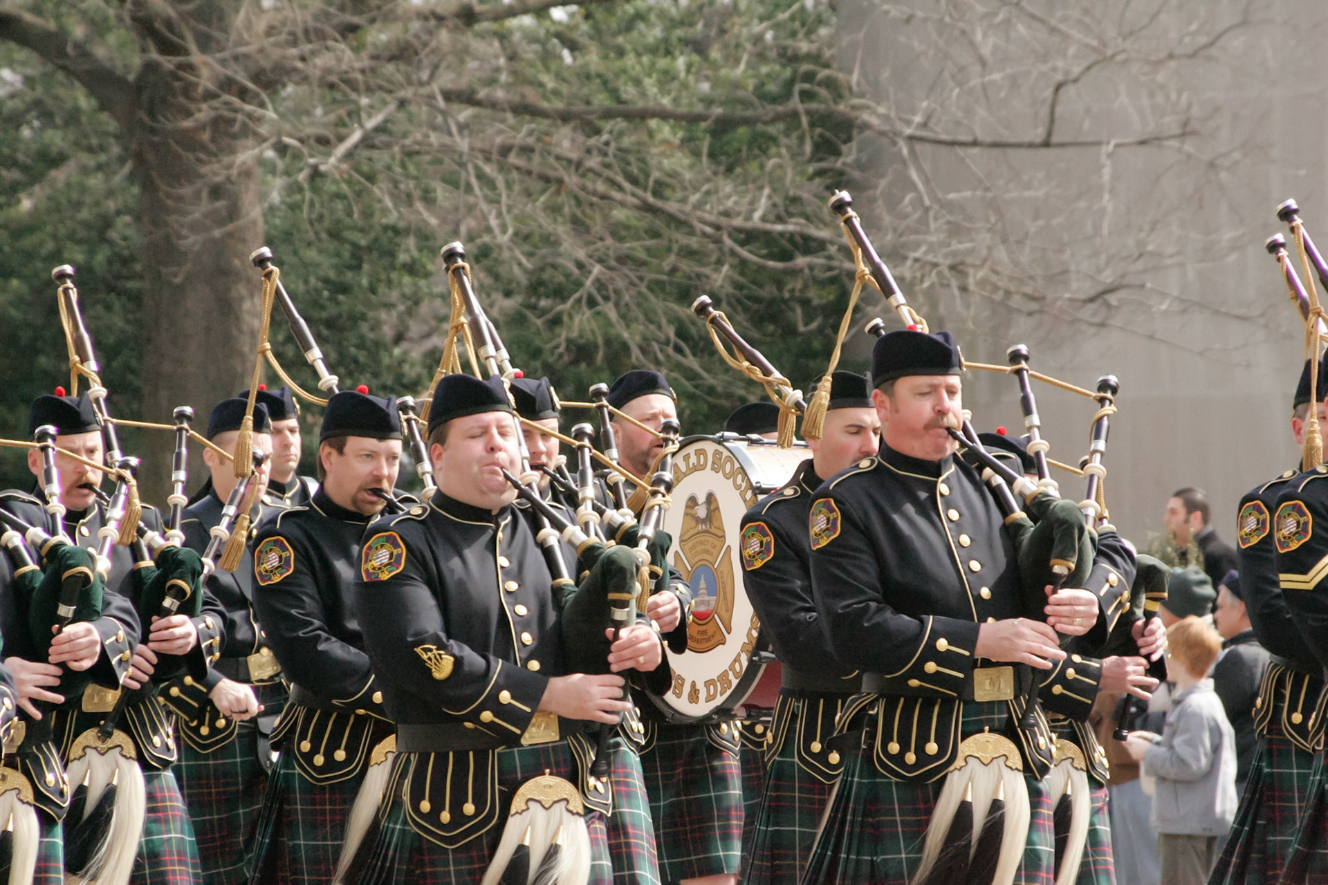 DCFD Emerald Society Pipe and Drum Band at the National Cherry Blossom Festival Parade - Washington, DC