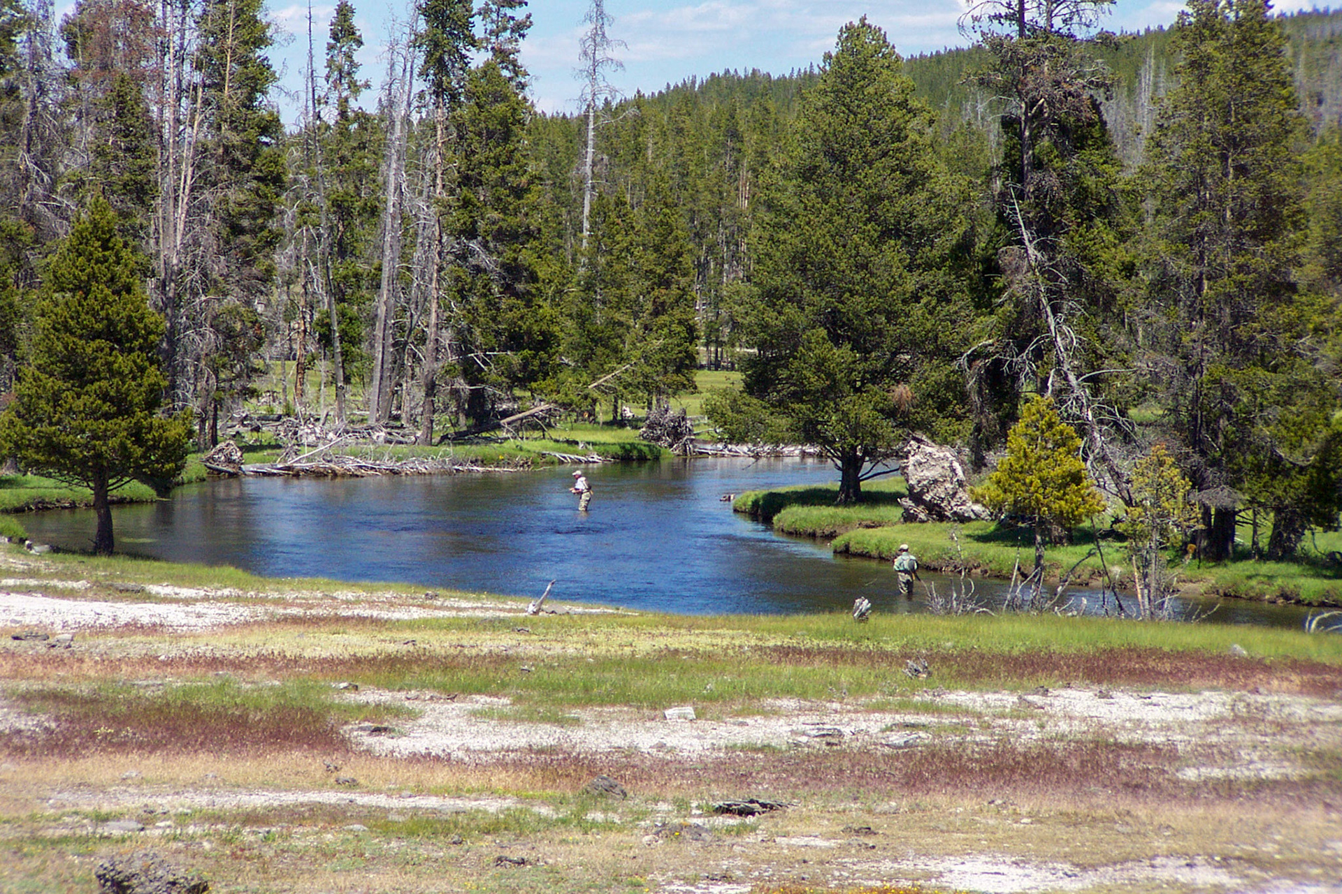 Fishermen trying their luck - Yellowstone National Park, Wyoming