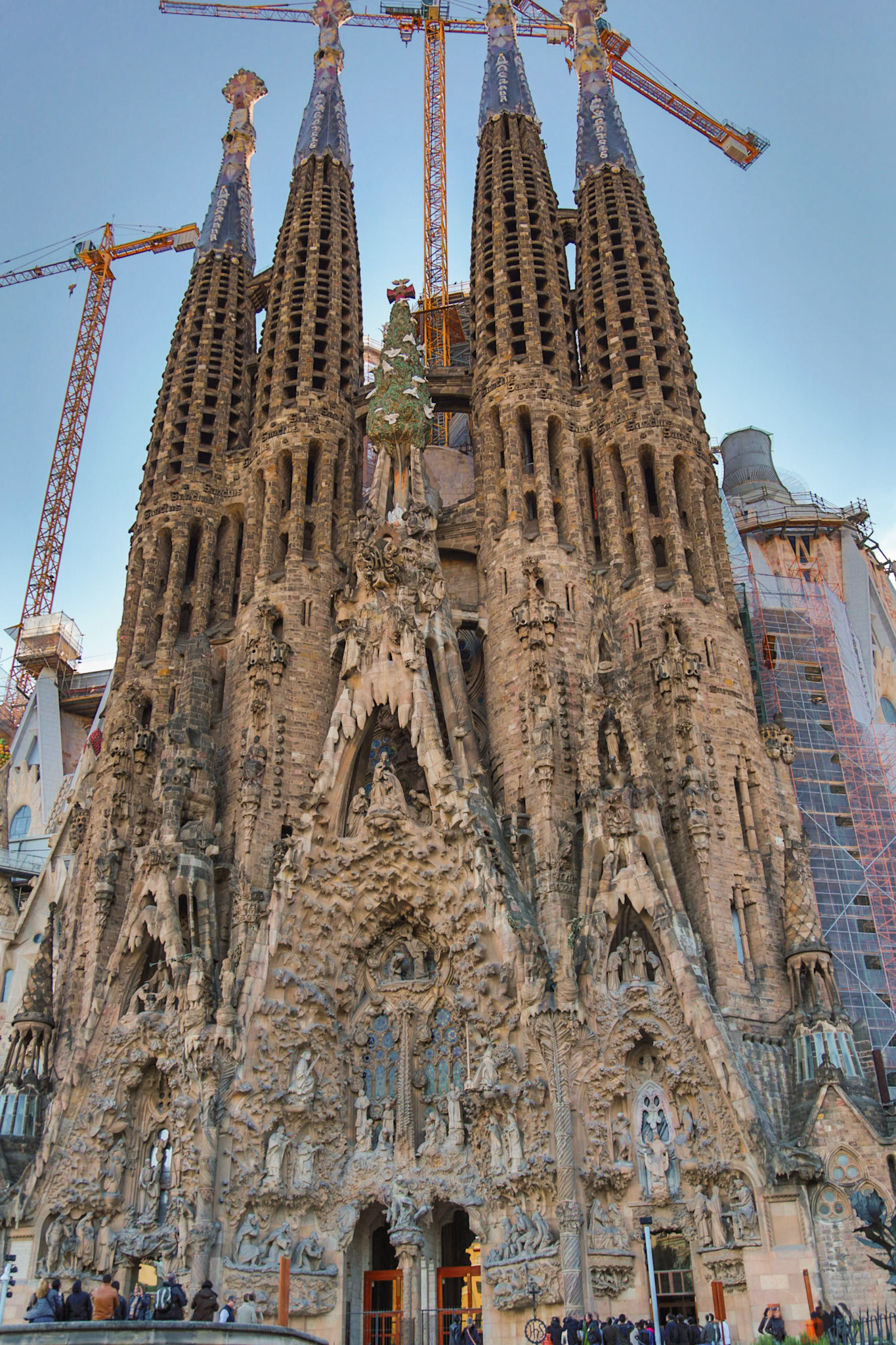 Outside architecture of Sagrada Familia Basilica - Barcelona, Spain