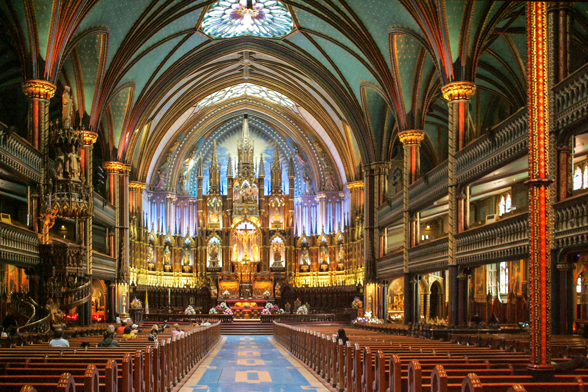 Inside of Notre-Dame Basilica of Montreal - Montreal, Canada