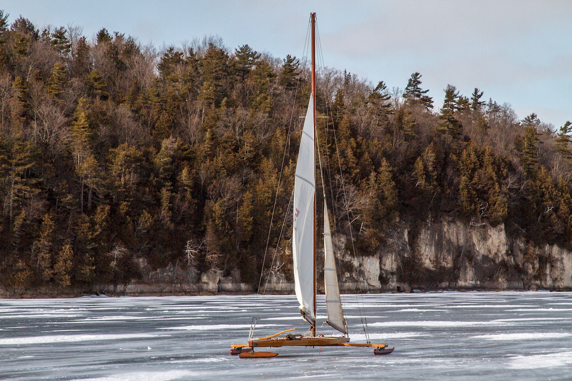 Ice sail boat at Mallets Bay - Colchester. VT