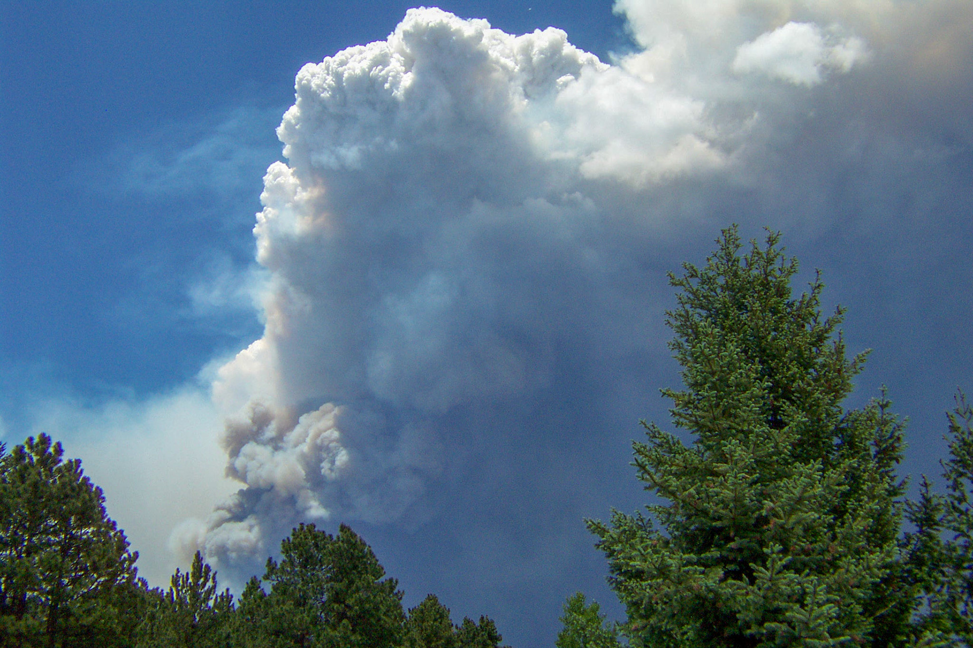 Billowing smoke from wild fire - Colorado mountains