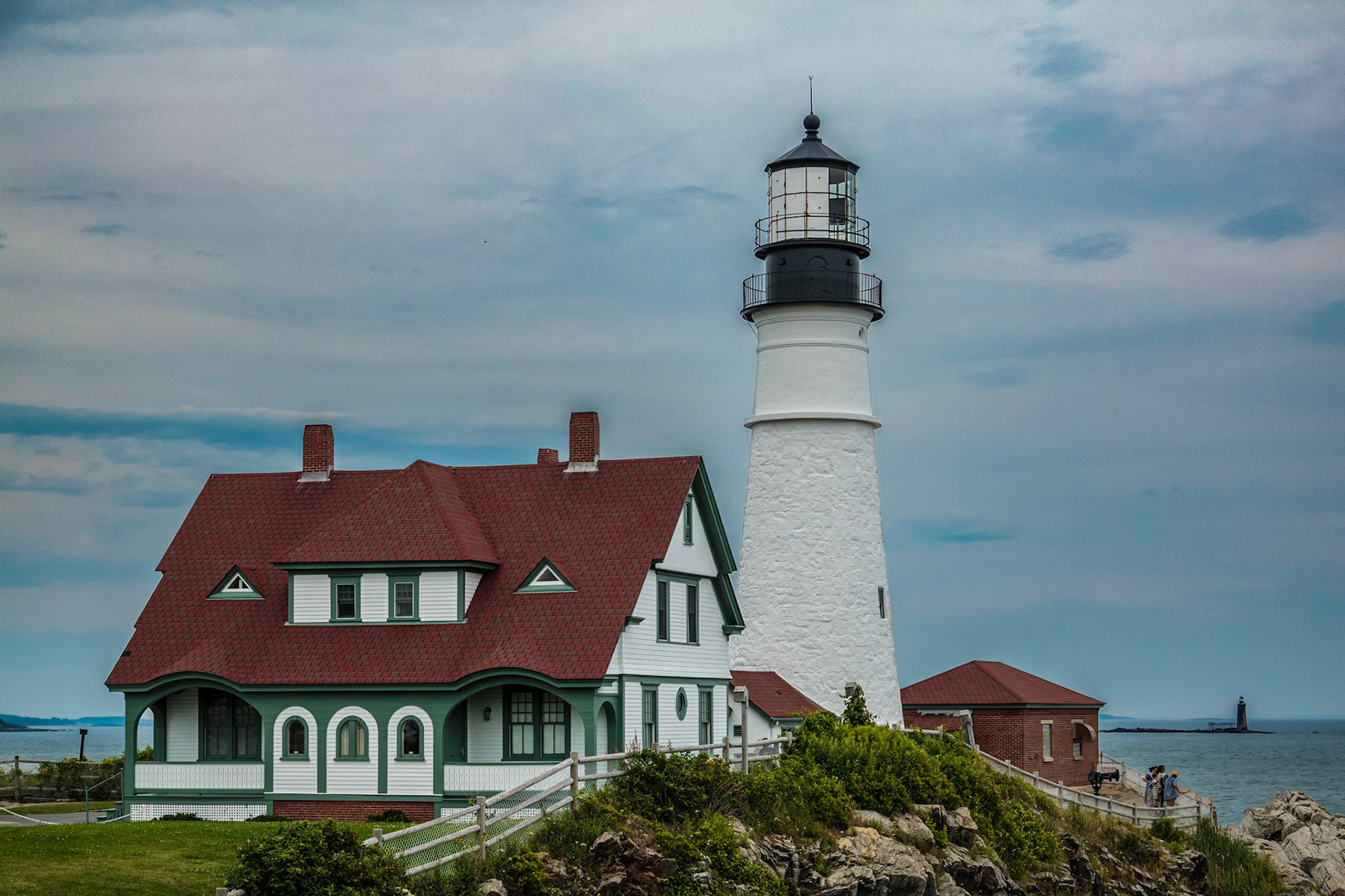 Portland Head Light with Ram Island Ledge Lighthouse in background - Portland ME