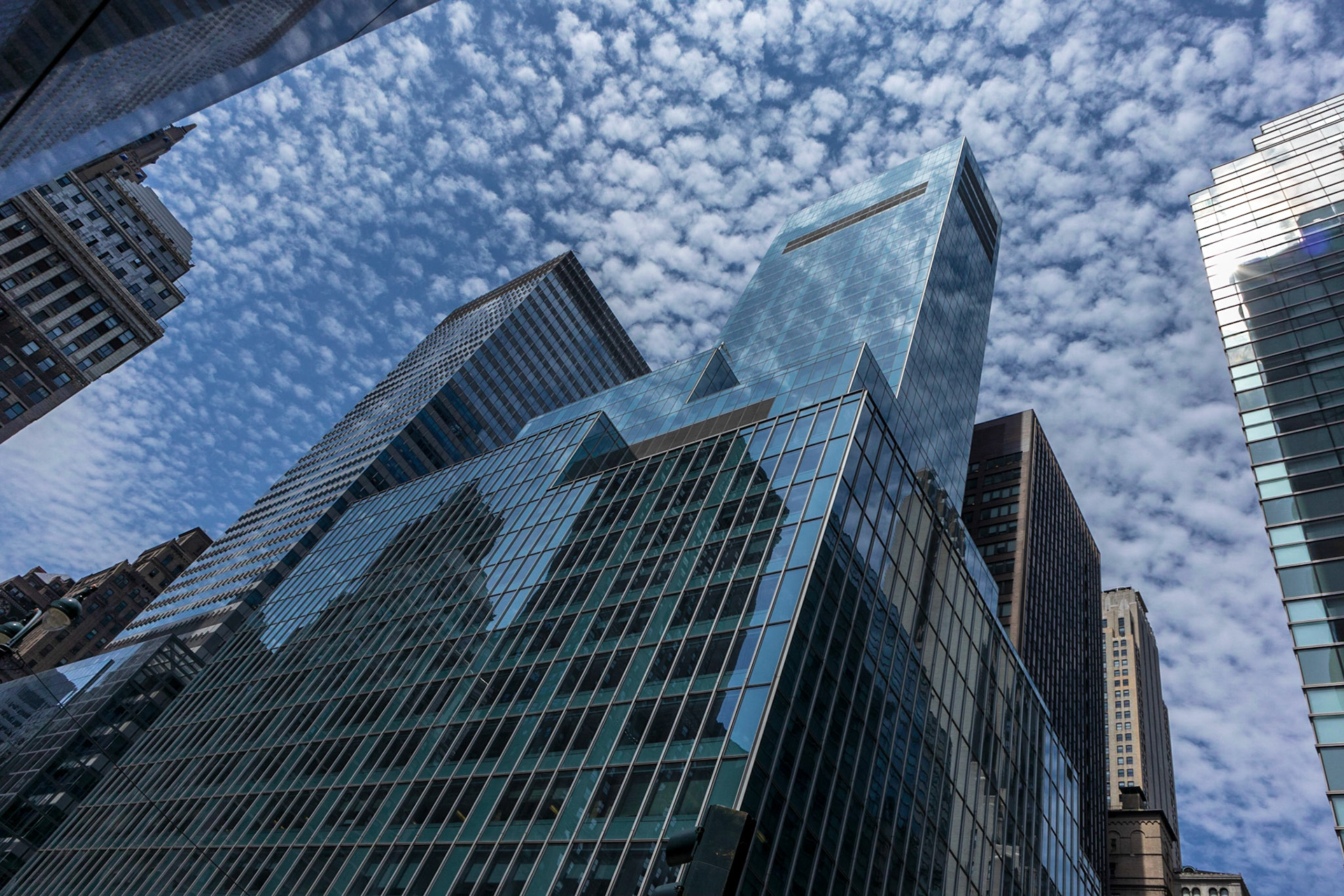 Clouds mirroring on skyscrappers - New York, New York City