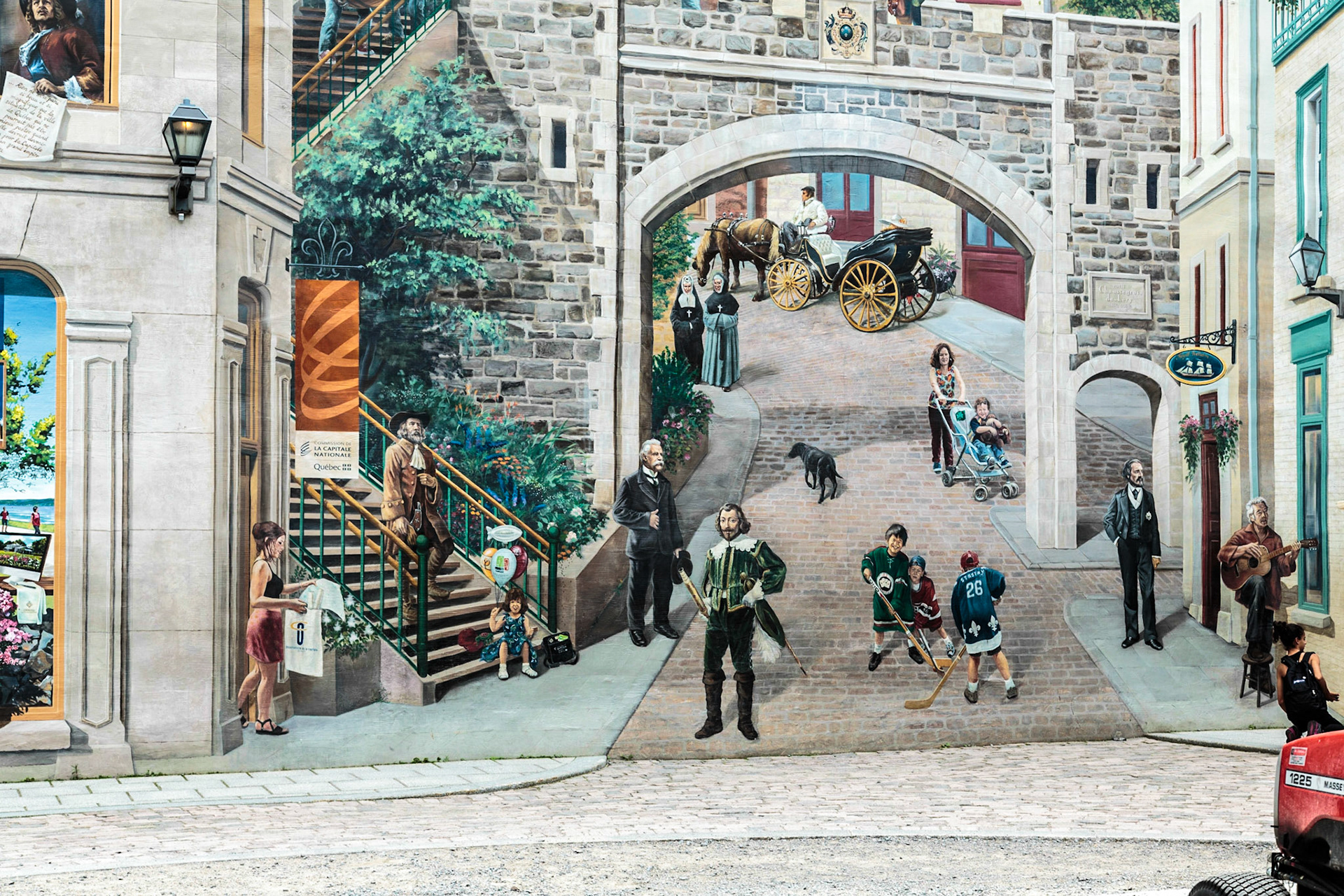 3D Mural painting depicting famous Canadians - Quebec City, Canada