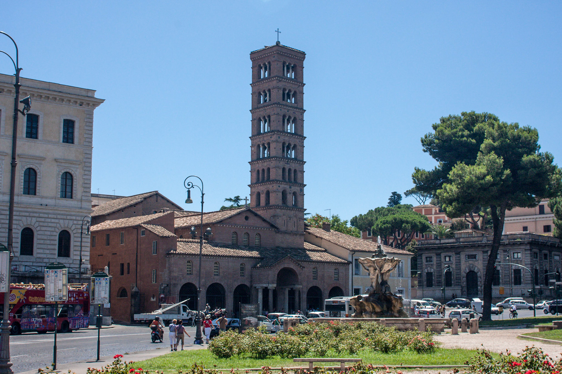 Saint Mary In Cosmedin Church and bell tower - Rome, Italy