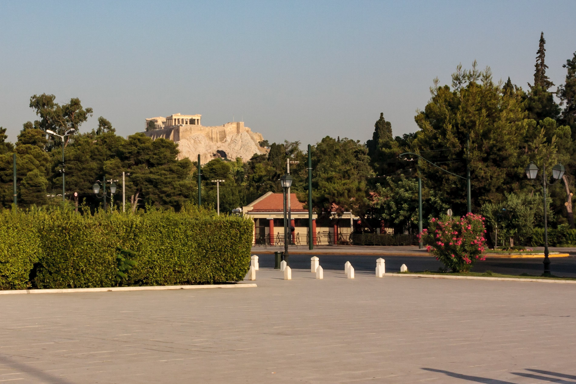 The Parthenon on the Athenian Acropolis as seen from Athens, Greece