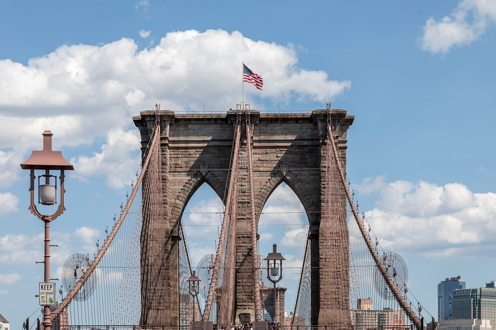 Pedestrian walkway on Brooklyn Bridge - New York, New York City