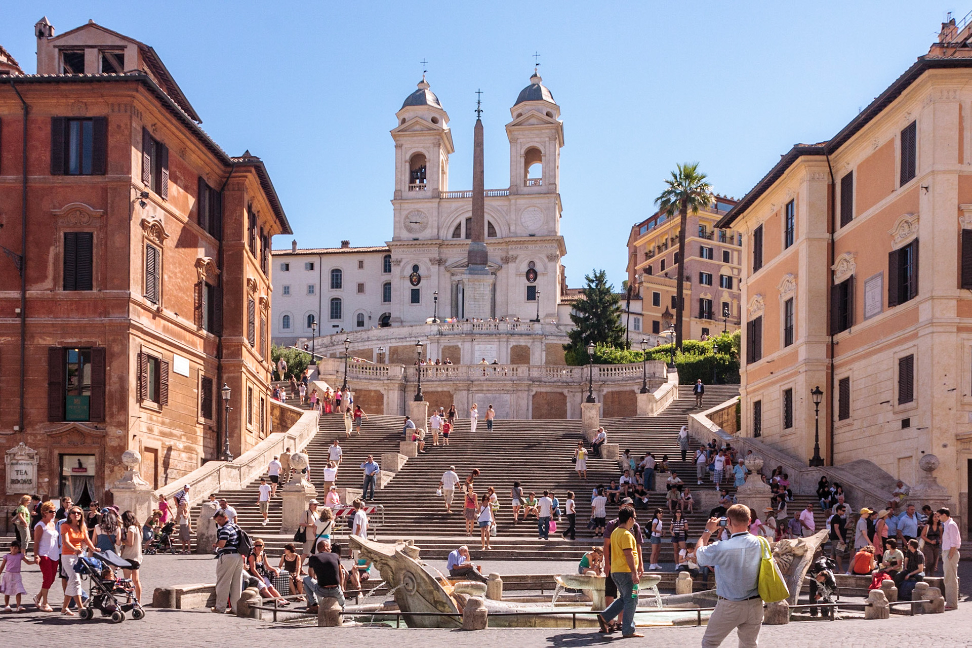The Spanish Steps and the Trinità dei Monti church at the top - Rome, Italy