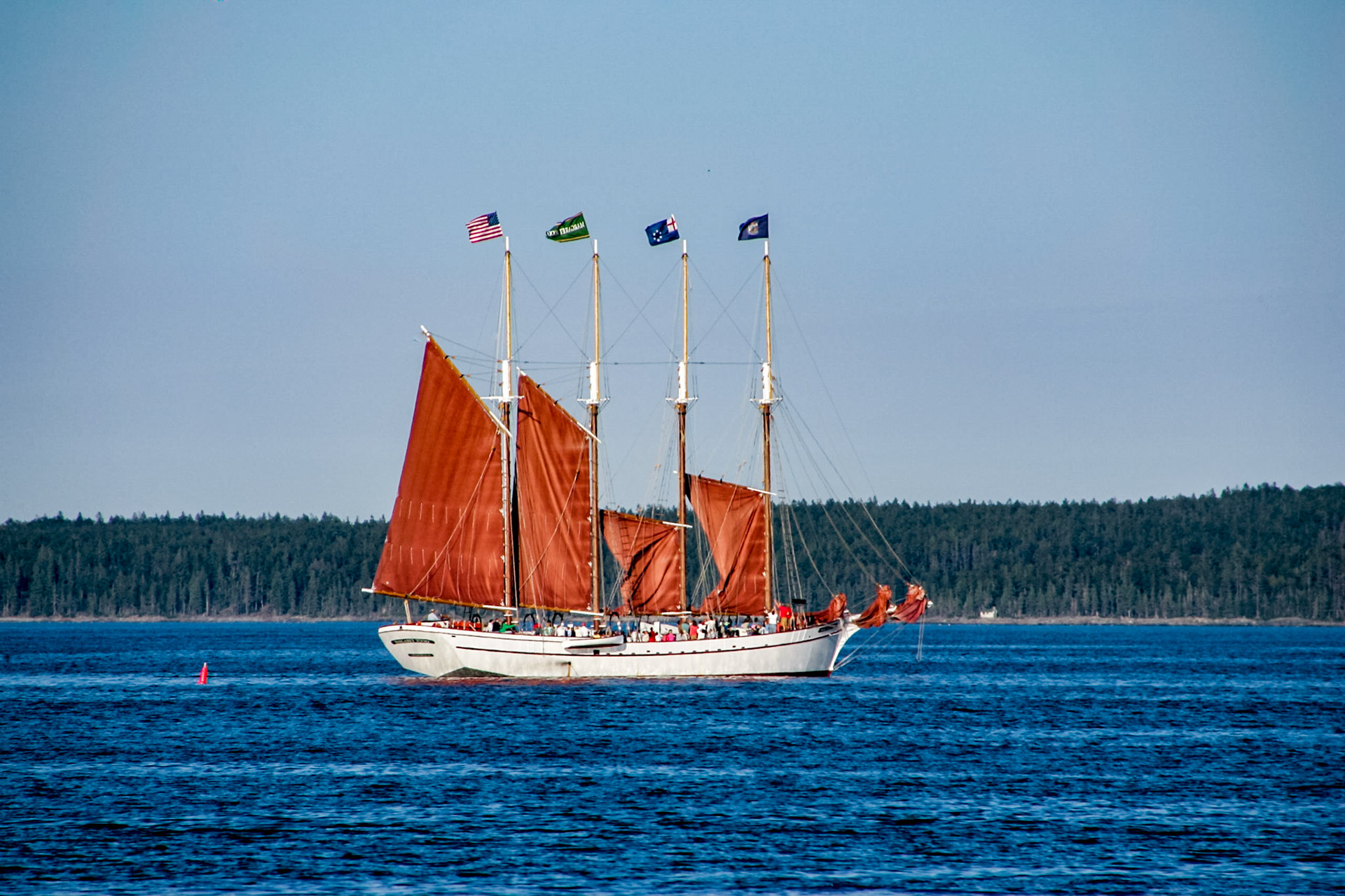 Margaret Todd schooner getting under sail - Bar Harbor, ME