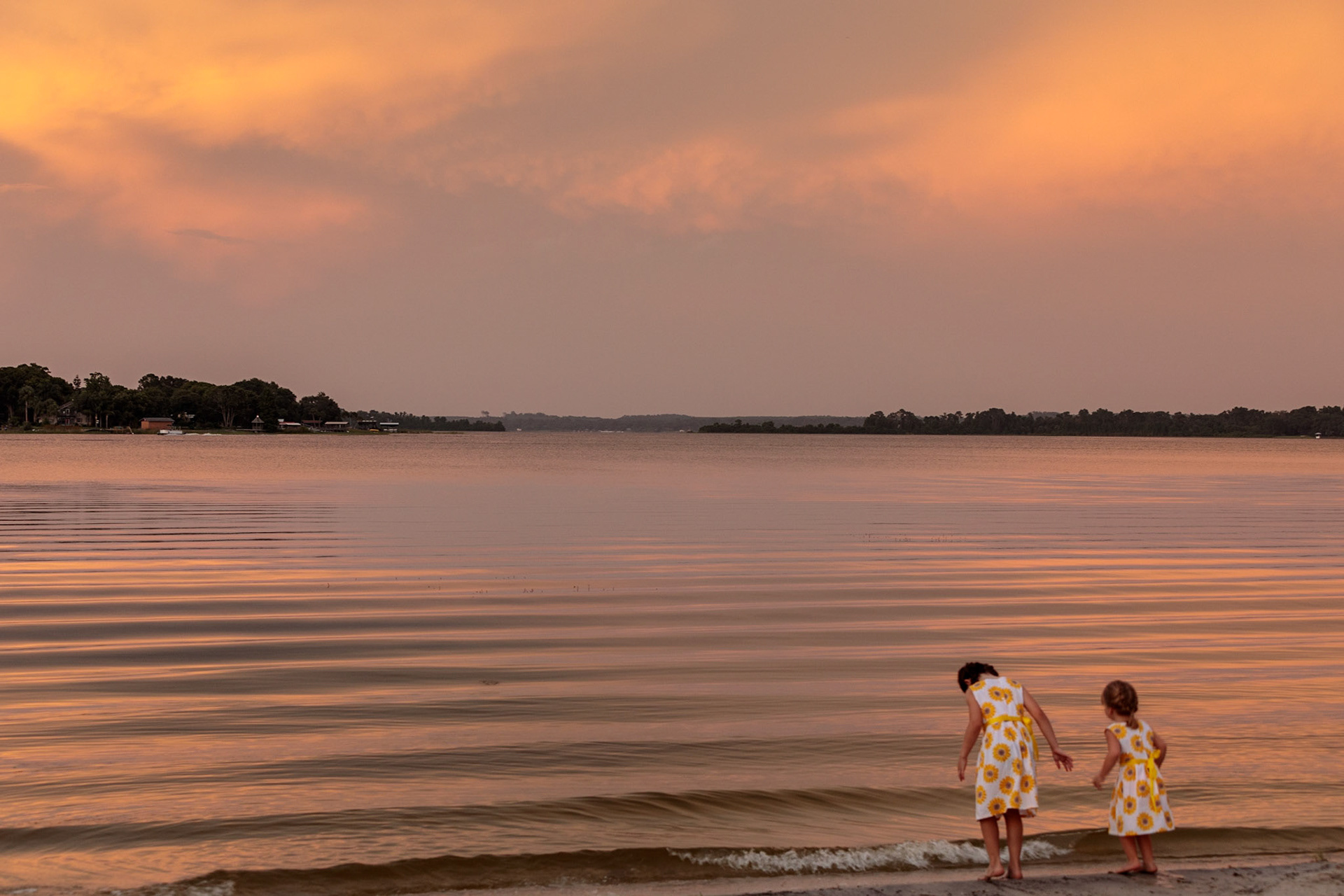 Flower girls, sunset on Lake Weir, FL