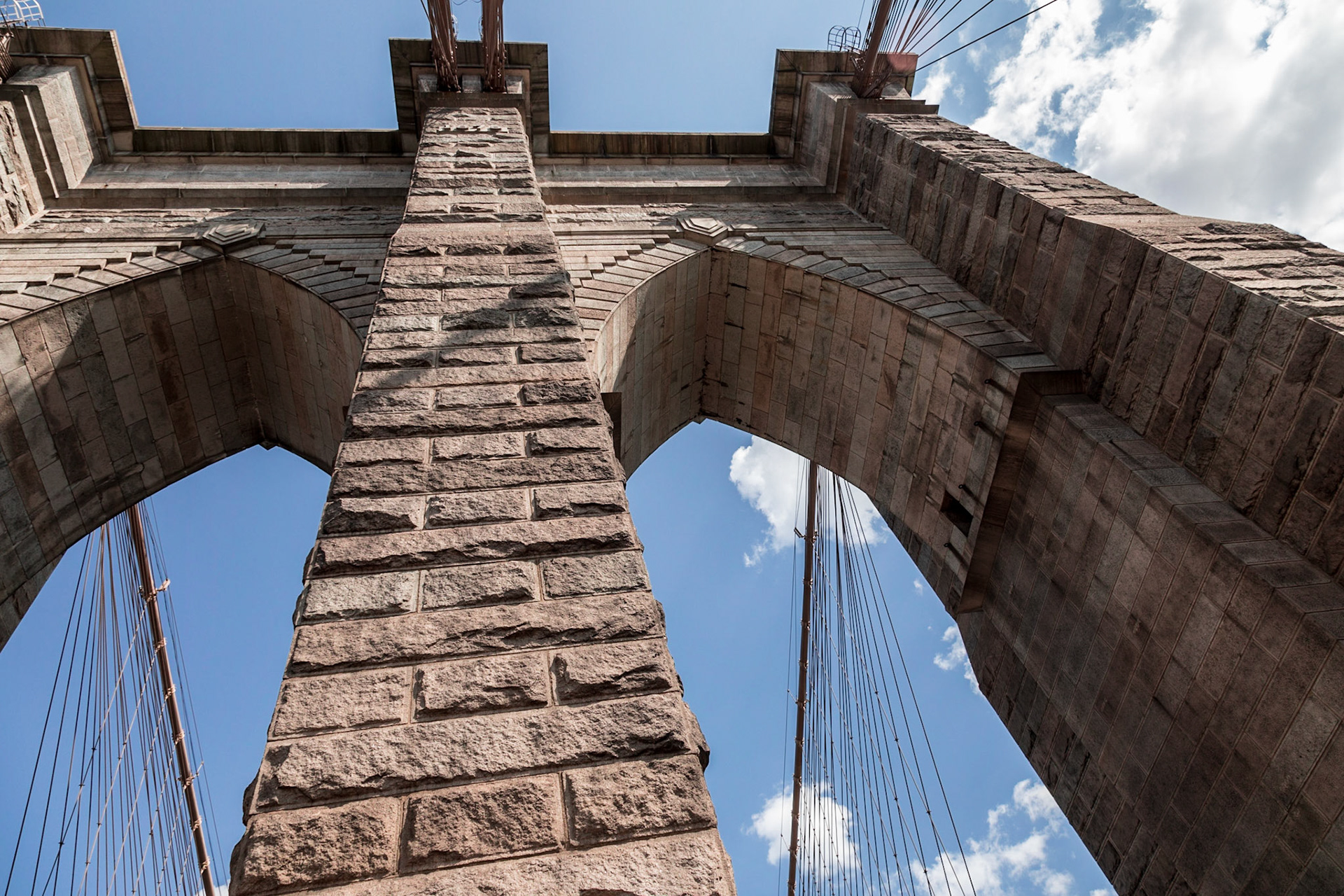 Pedestrian walkway on Brooklyn Bridge - New York, New York City