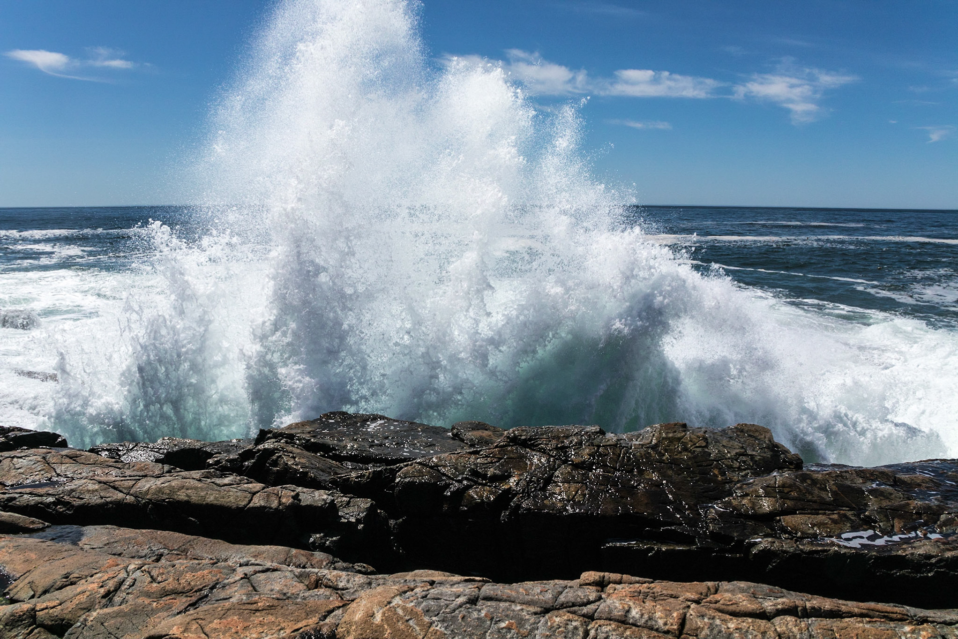 Waves crashing at Schoodic Point - Acadia National Park, Dessert Island, Maine