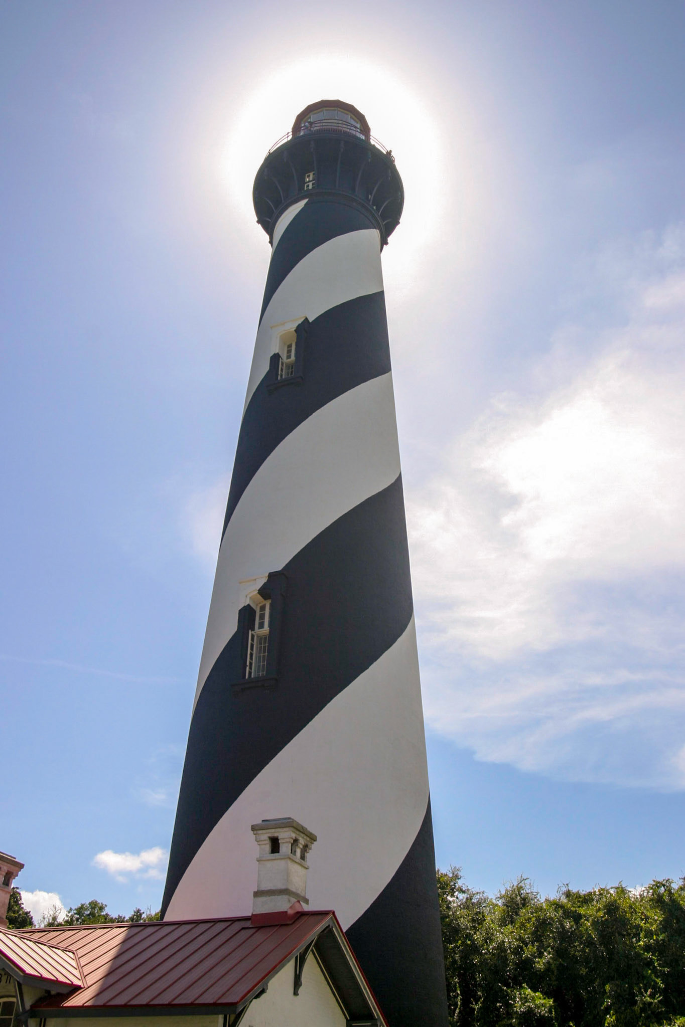 St Augustine Lighthouse silhouetted against the sun