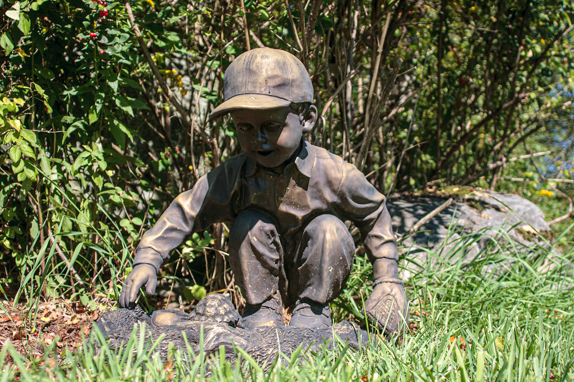 Cute statue outside of Little Fenway Whiffleball field - Essex, VT